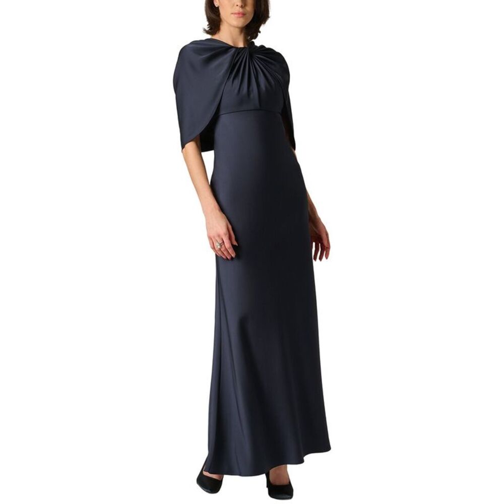 Aidan Mattox Womens Satin Cape Sleeve Long Dress